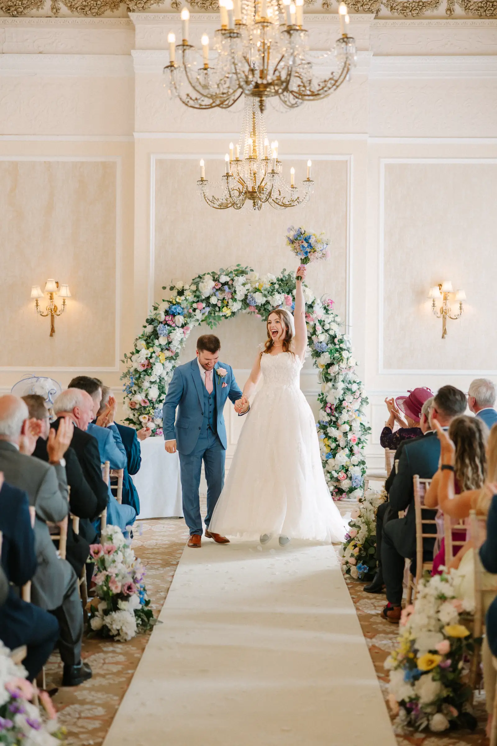 Eastbourne Grand Hotel wedding ceremony excited bride jumping up and down-1 copy